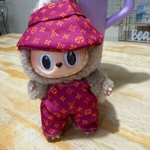 Labubu Louis Vuitton Pink & Orange Designer-Style Outfit with hat. NEW!!!!